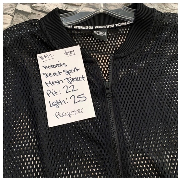 #184 Victoria’s Secret Sport Black Mesh Zip Up Jacket Top Medium/ Large - Picture 3 of 3